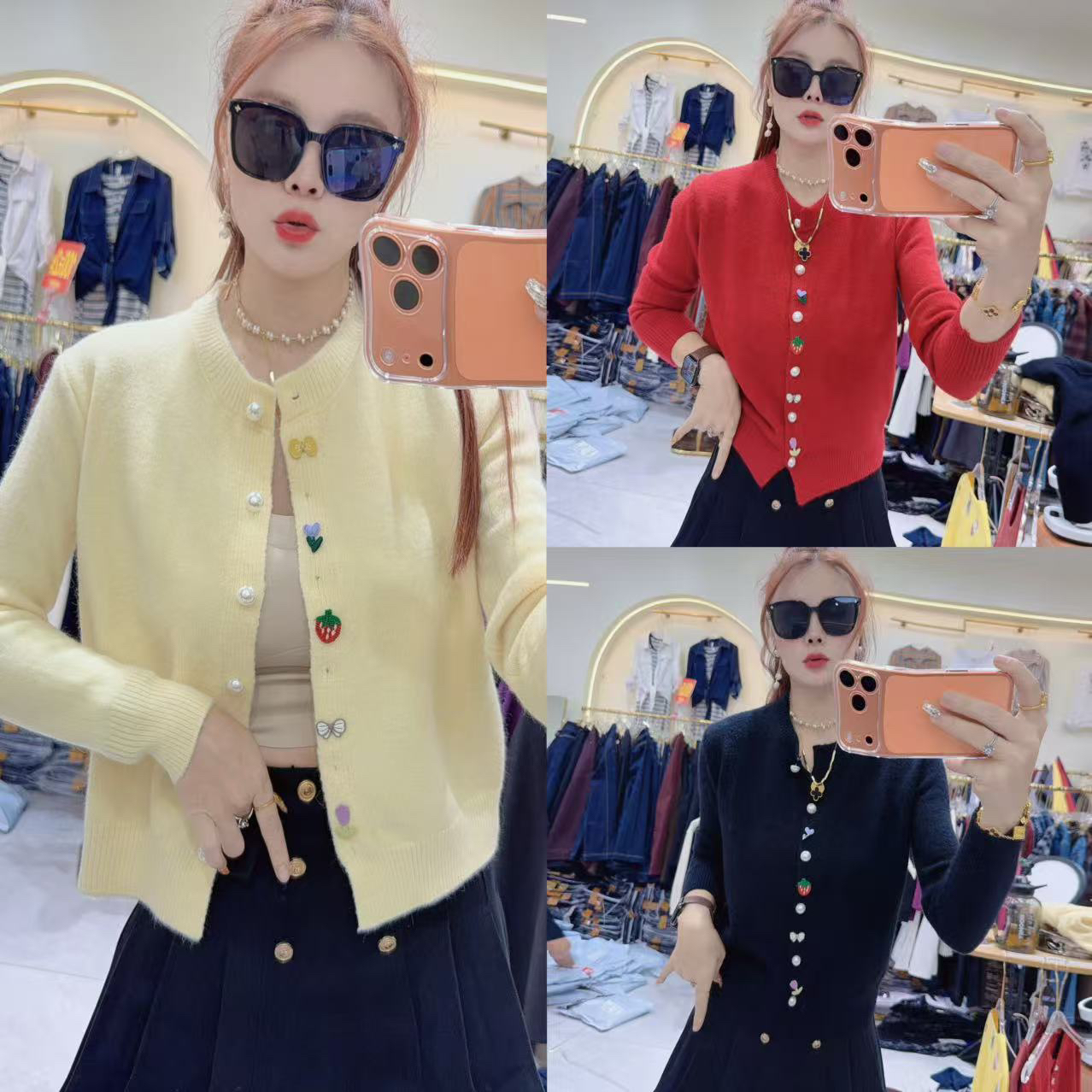 新款彩色扣针织开衫女洋气百搭加厚上衣477