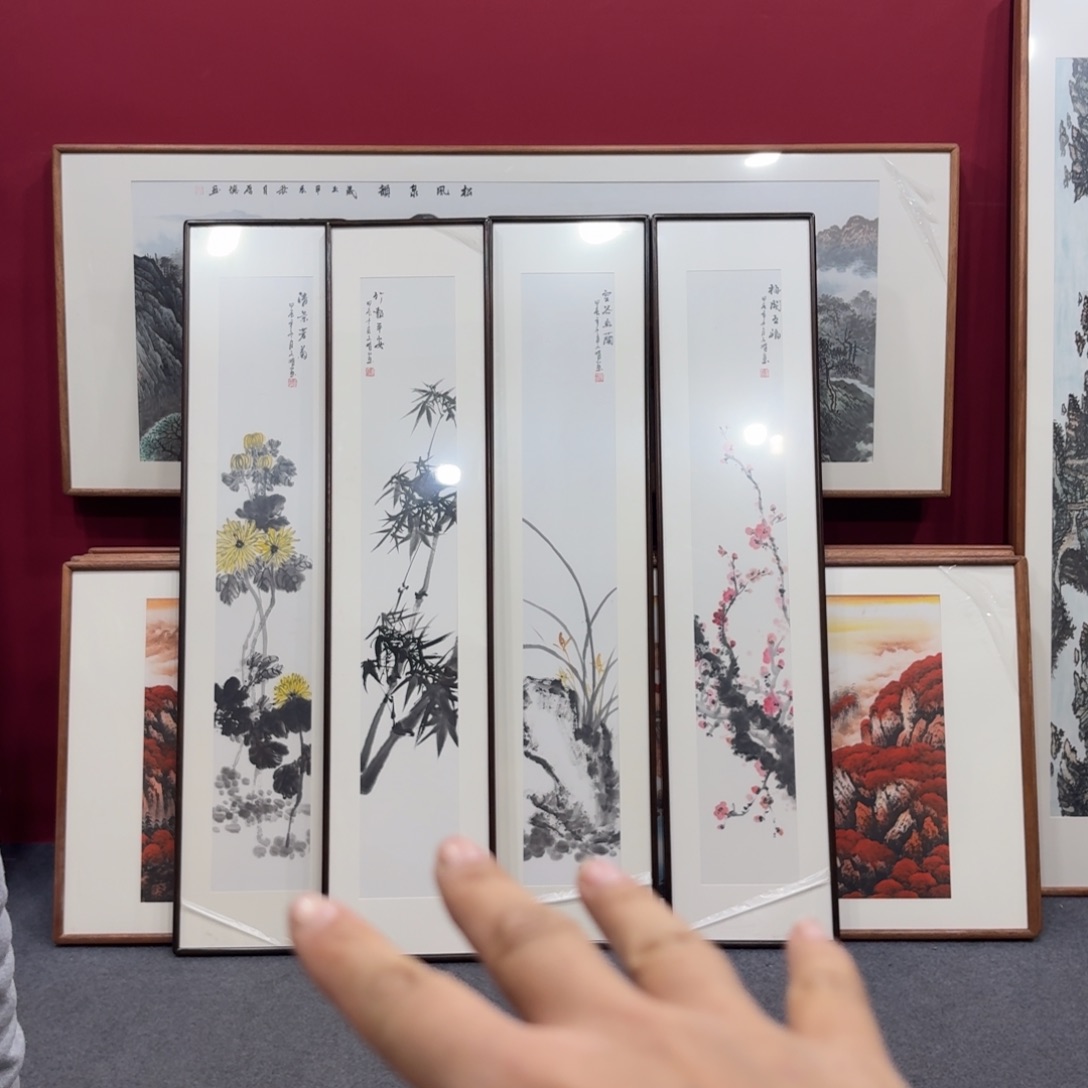 国画手绘作品带框包邮