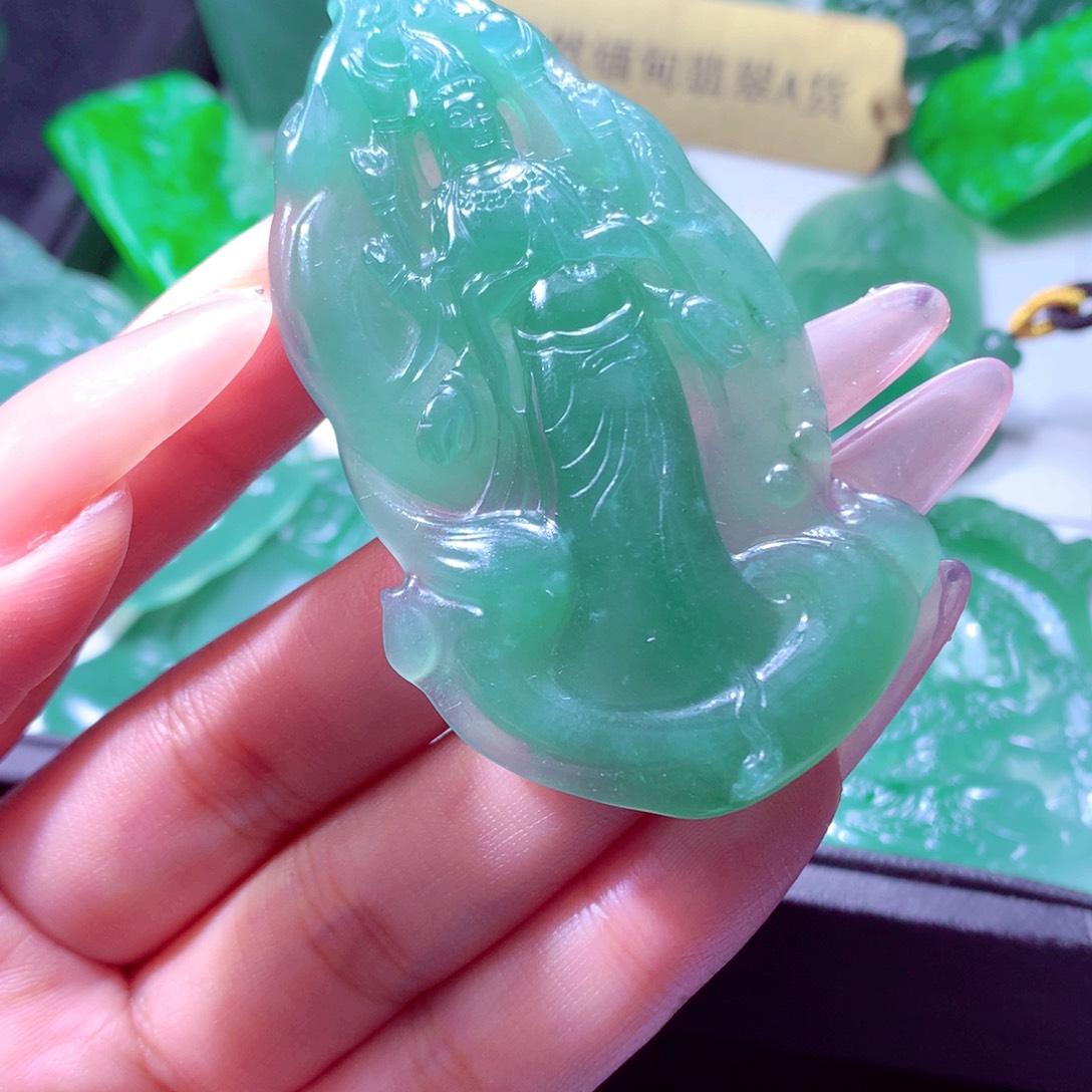 定制翡翠未镶嵌天然缅甸翡翠A货毛货挂件