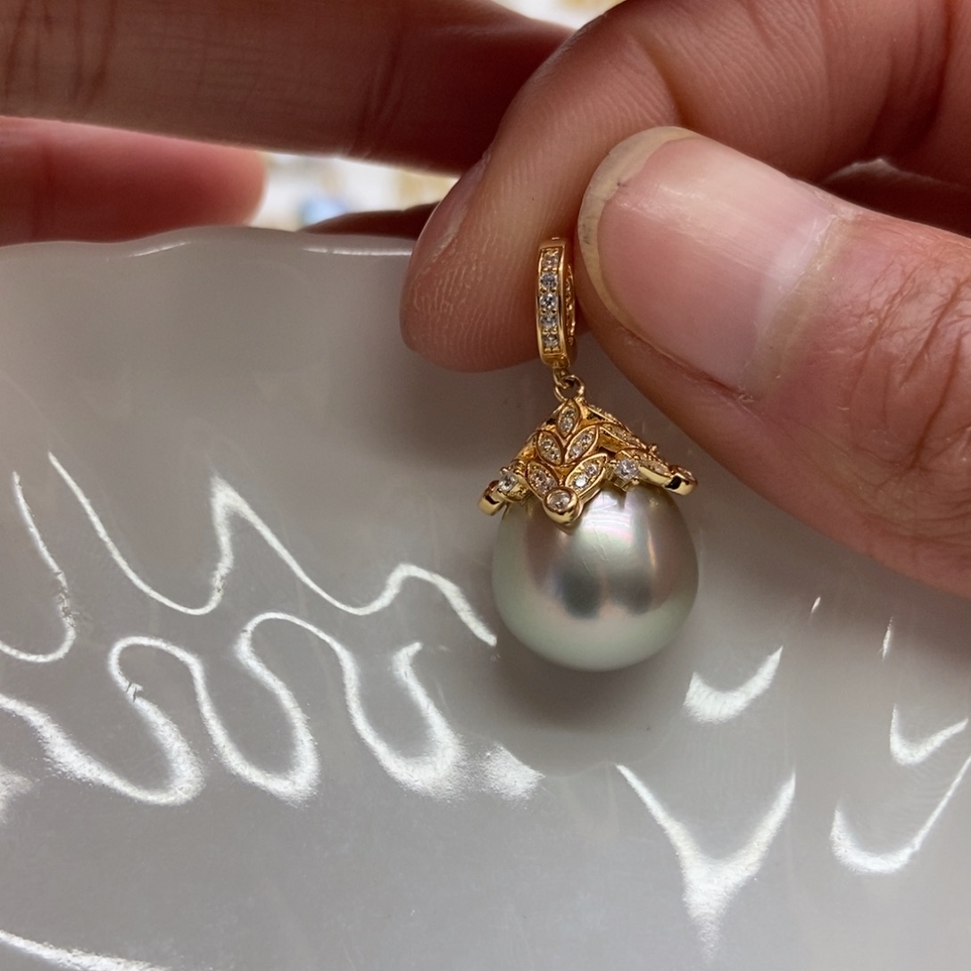 海水珍珠吊坠(不含链)银S925镶嵌