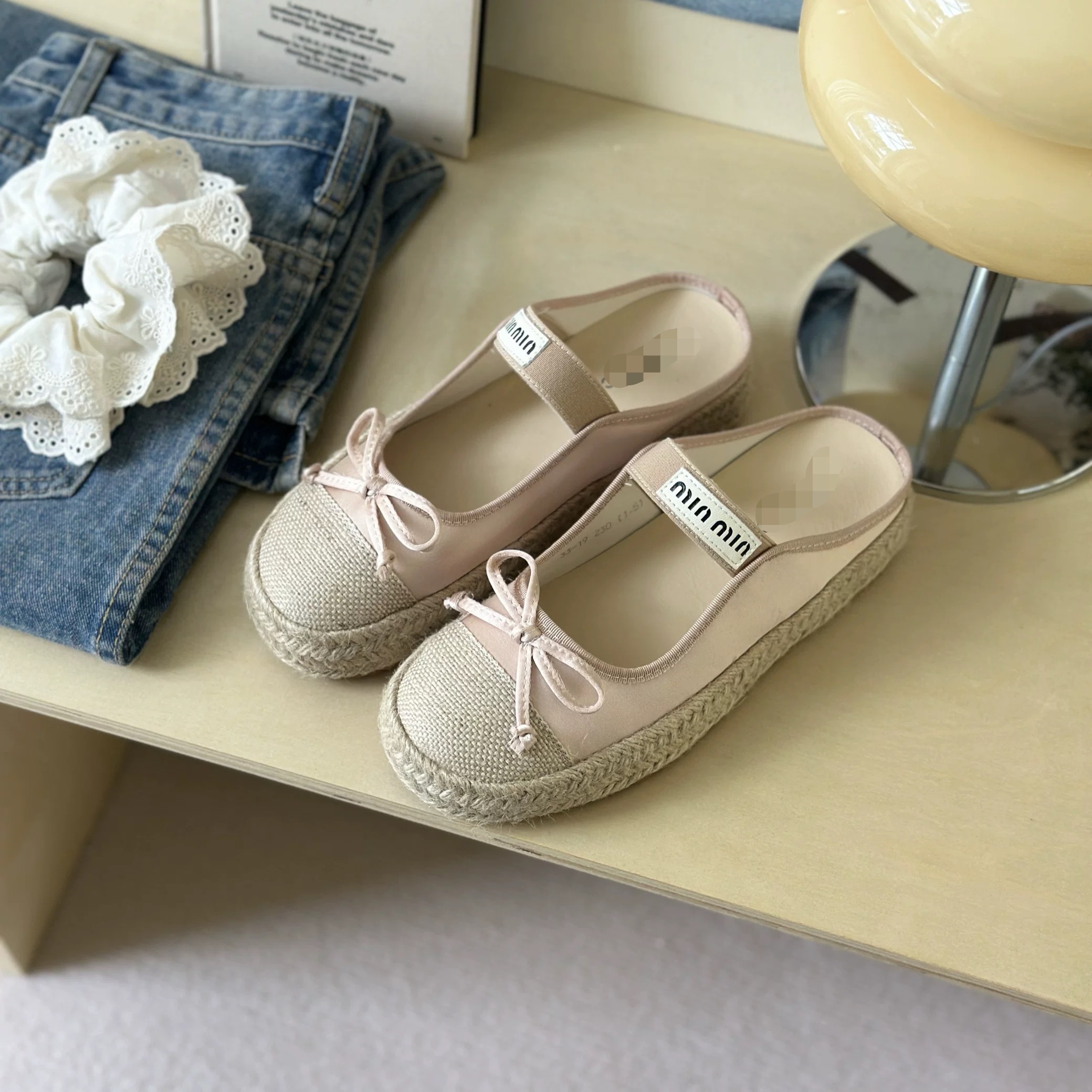 蝴蝶结包头休闲学院风厚底包头拖半托复古薄雾少女风621-2