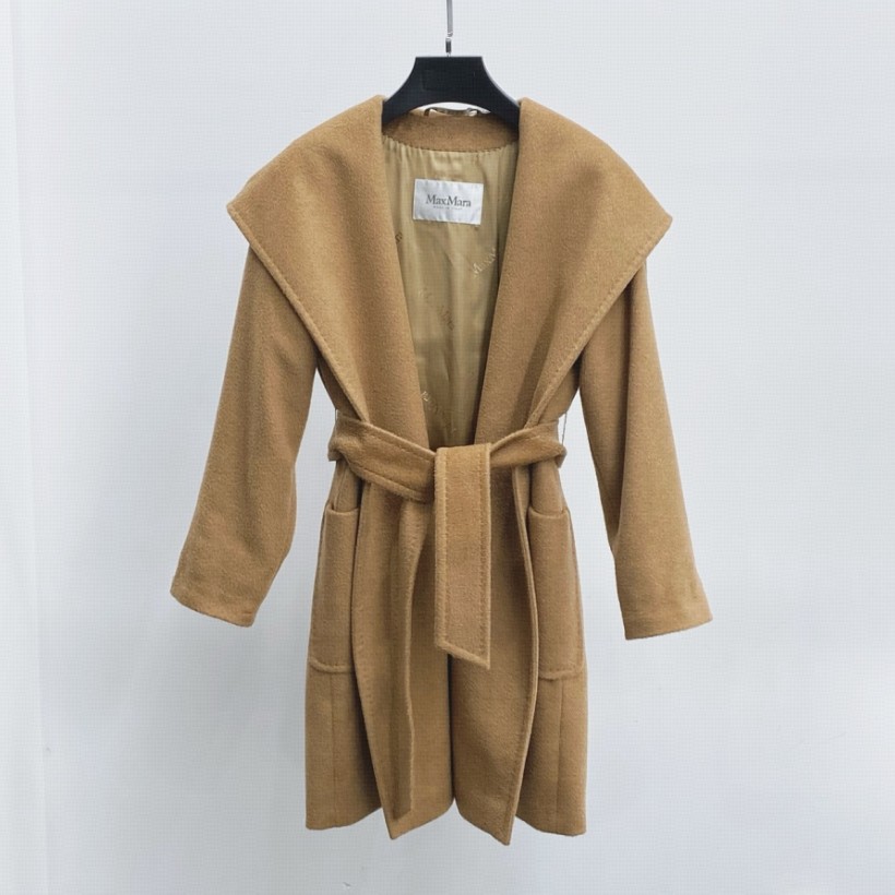 未使用 MaxMara 长袖纯色大衣 棕色（有腰带）/34