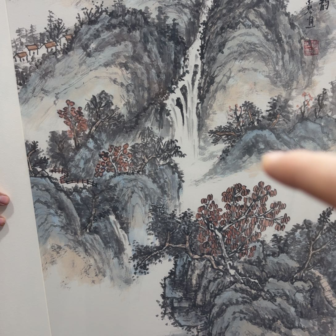 国画带框绘画90/60尺寸