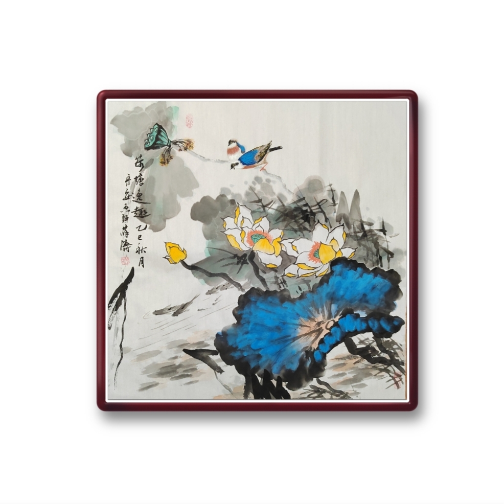 《荷塘逸趣》长安鱼头·薛涛 手绘国画鲤鱼、花鸟画作品。