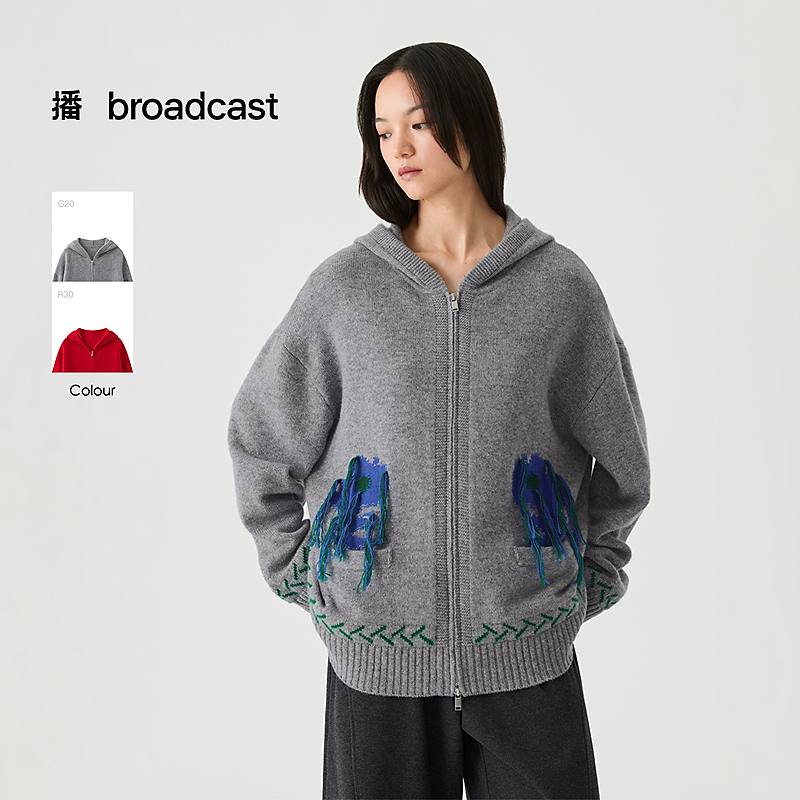 broadcast/播保暖连帽针织开衫DDS4UD5270