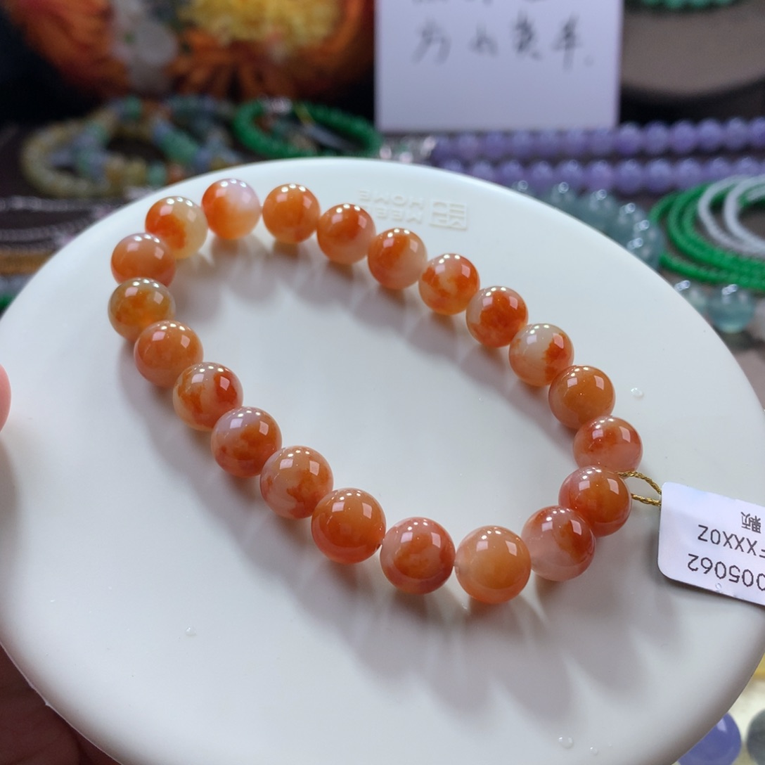 翡翠手链未镶嵌卡8.9 锦鲤色手串