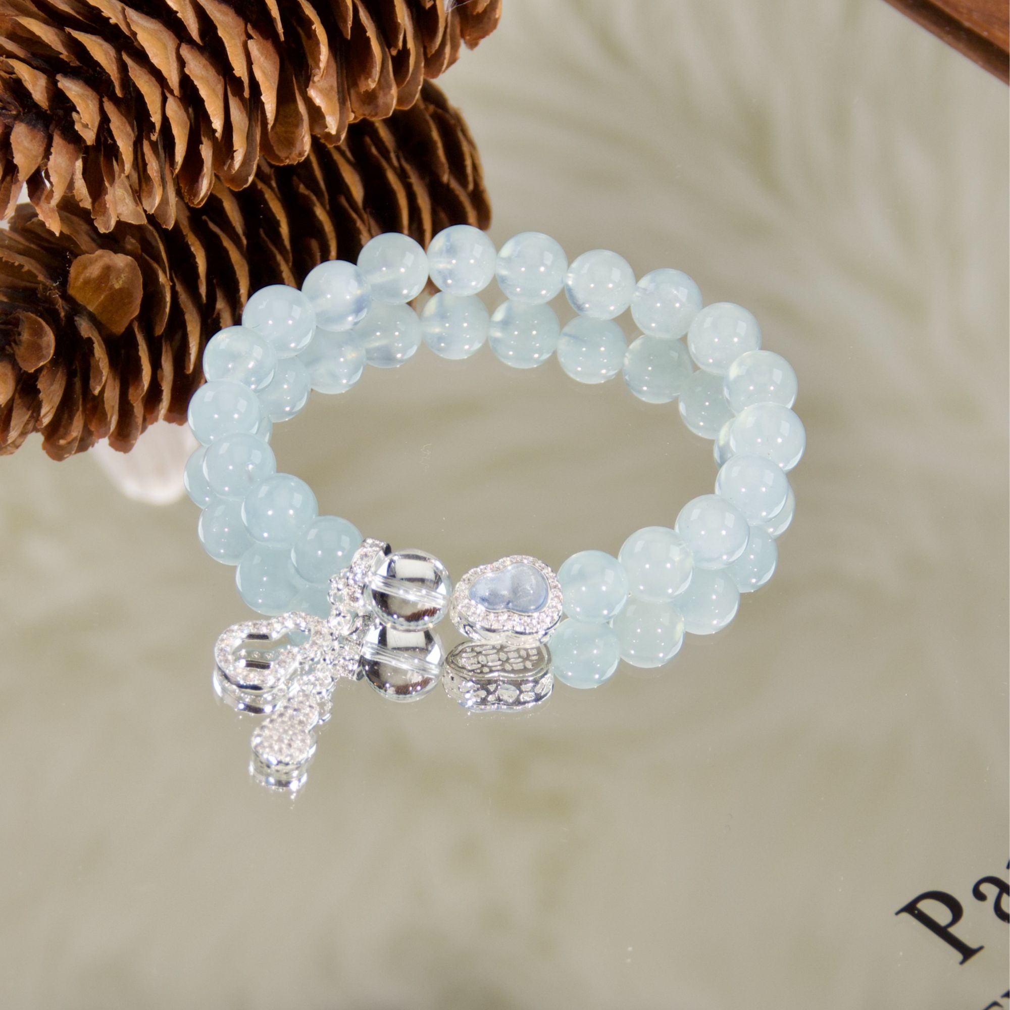 s1300【大海棠】天然海蓝宝手串精致百搭设计款手链 多样性发其一