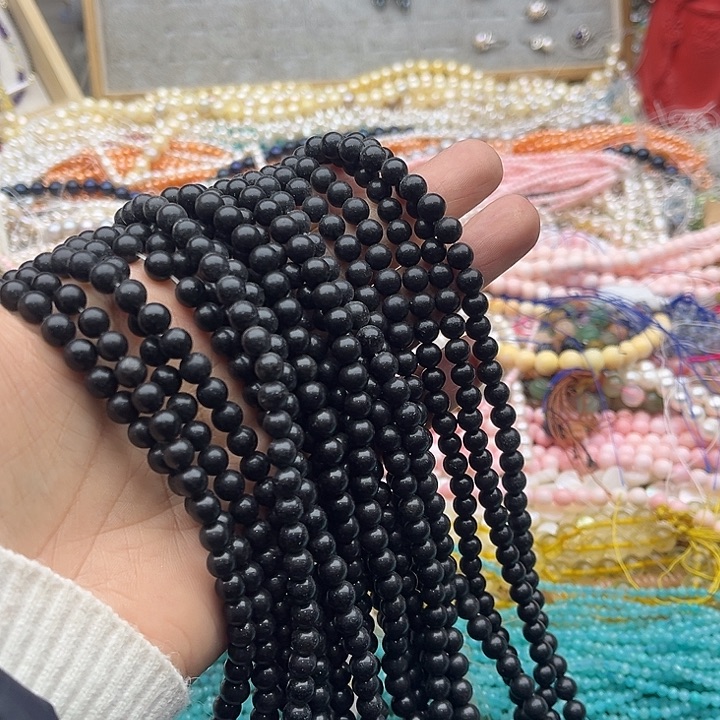 玛瑙/玉髓珠宝半成品未镶嵌2条6mm黑玛瑙