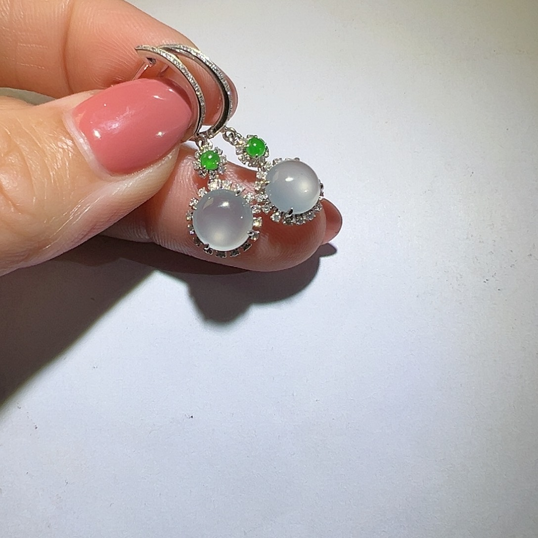 翡翠颈饰18K金镶嵌耳环