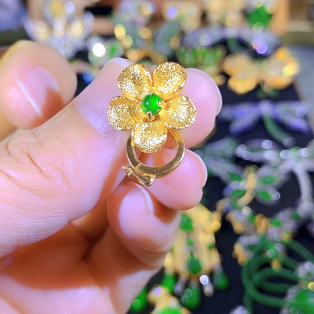 吊坠(不含链)银S925镶嵌翡翠