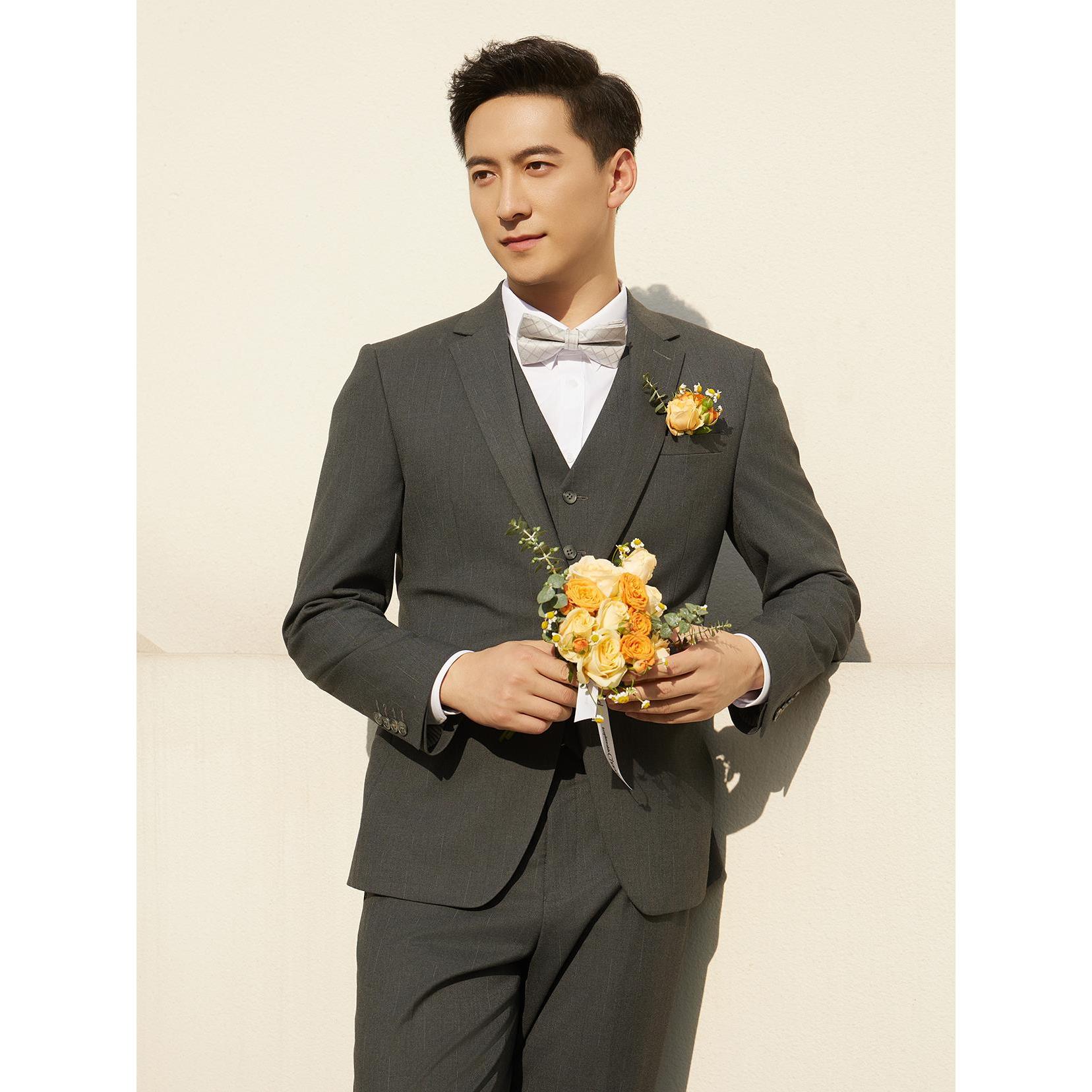 利郎男士西服（三件套）时尚休闲婚礼简约结婚修身商务职业潮流韩版