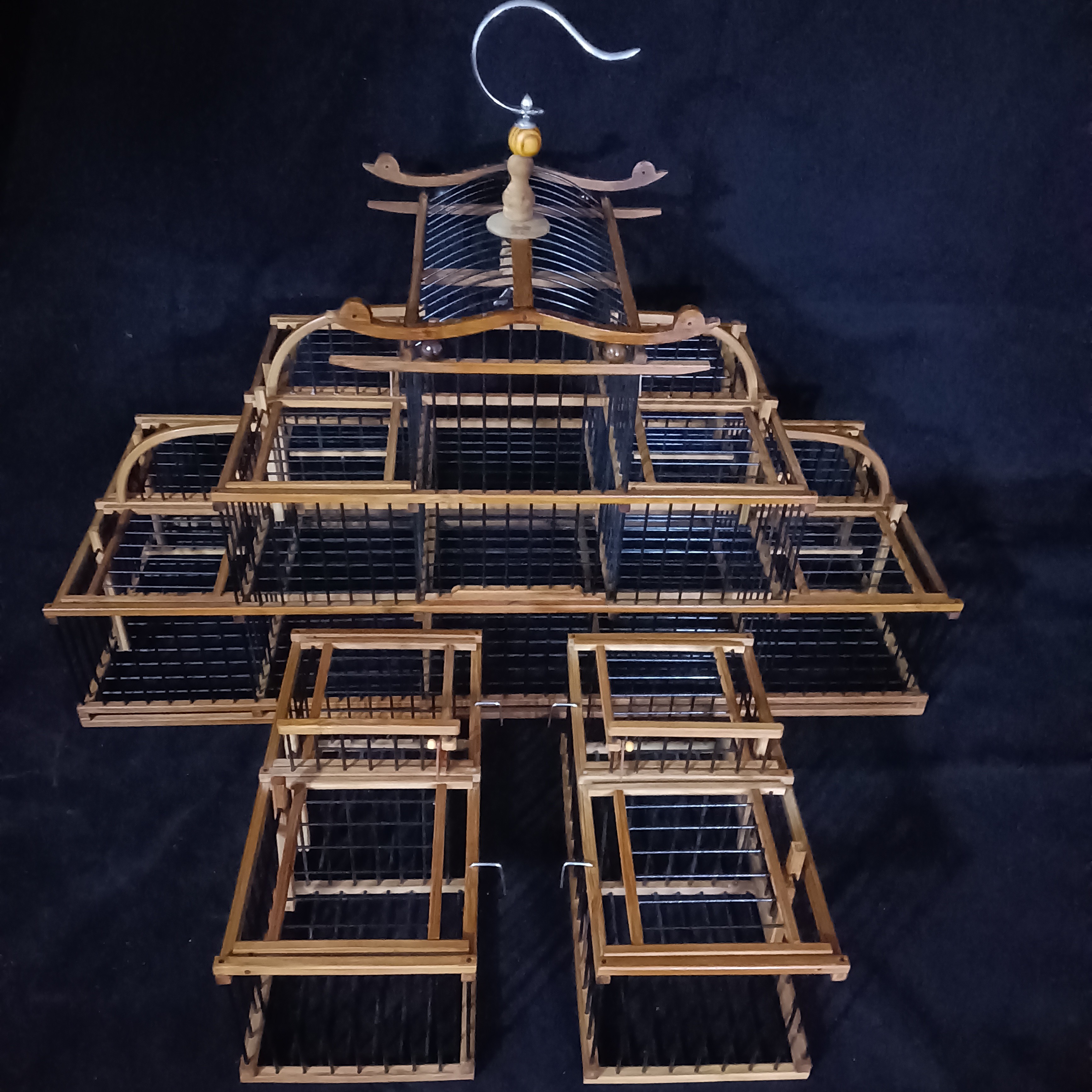 紫竹12拍分体组合鸟笼，马料，黄雀，绣眼，贝子，长55，宽22，高45