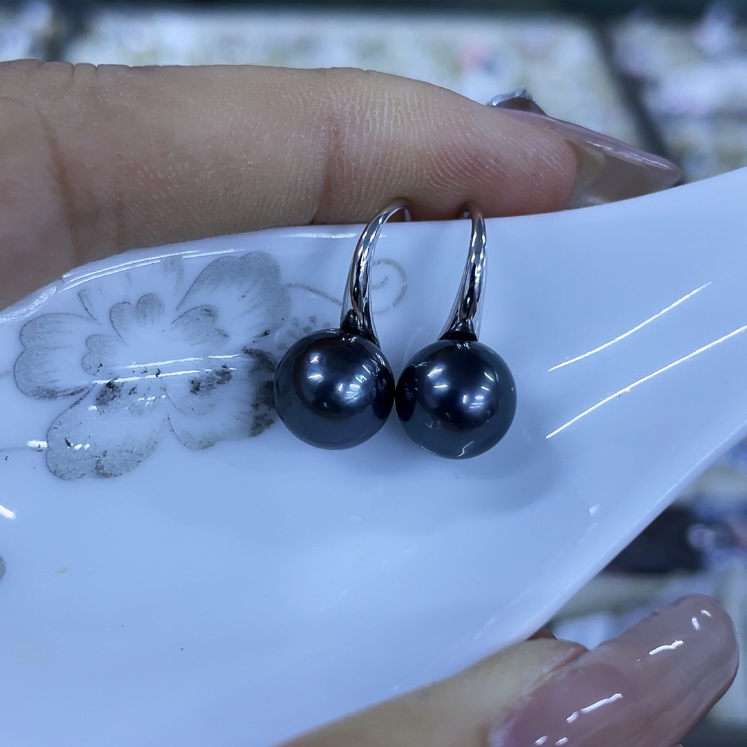 银S925镶嵌海水珍珠耳饰