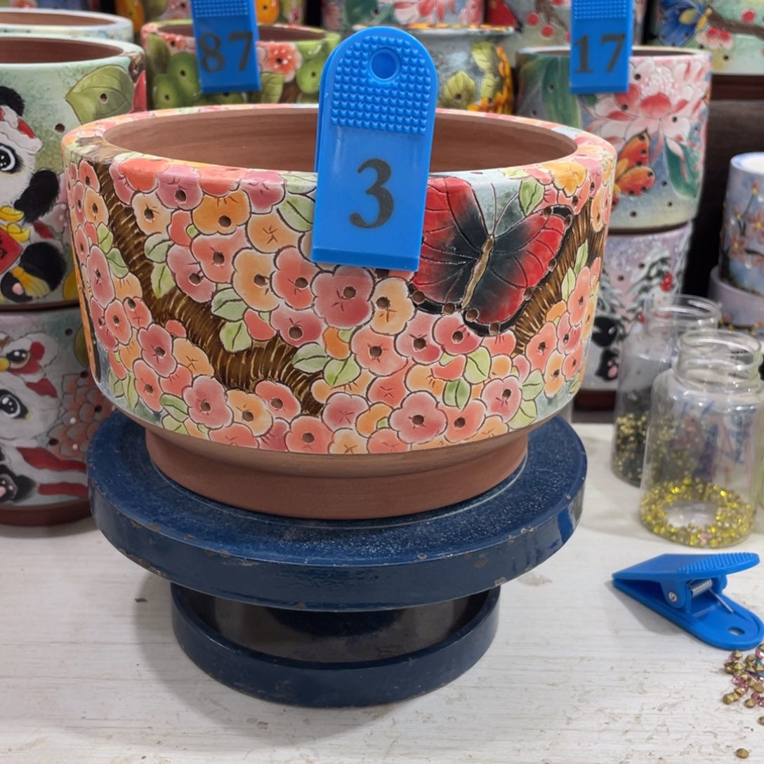 红陶多肉花盆拼盘花盆手工痕迹