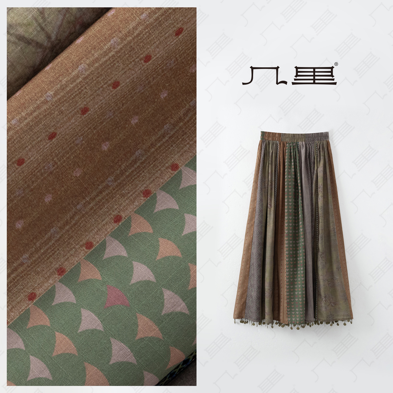 几里与麻 时尚休闲百搭气质半身裙 裙长86 2040964