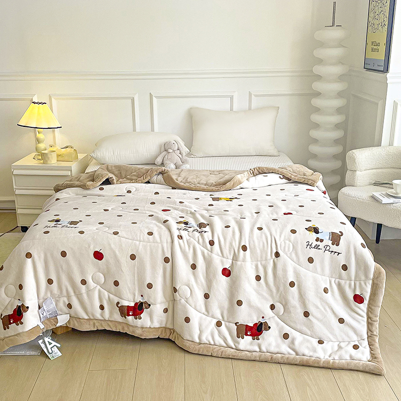 2025新款双面绒被贵宾犬秋冬被h