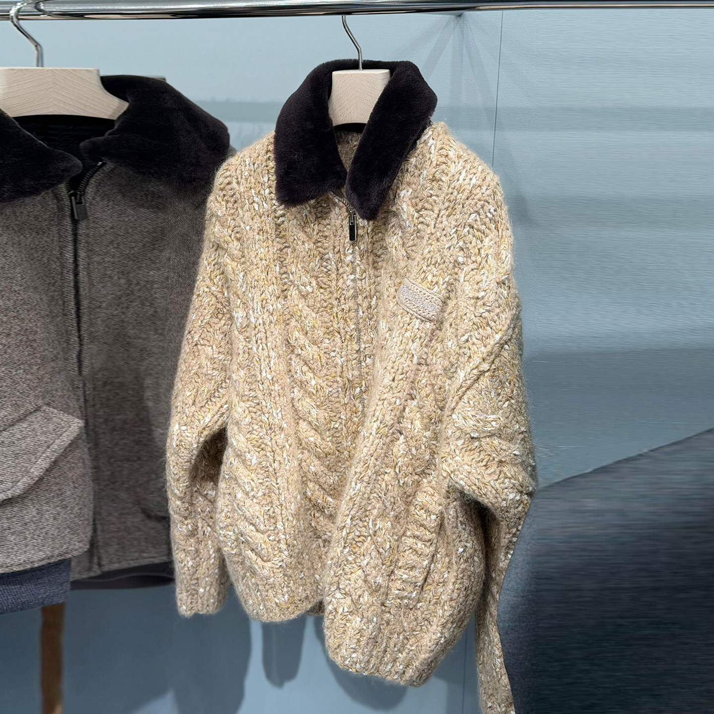 法式小香风Polo领宽松针织开衫毛衣SM8961