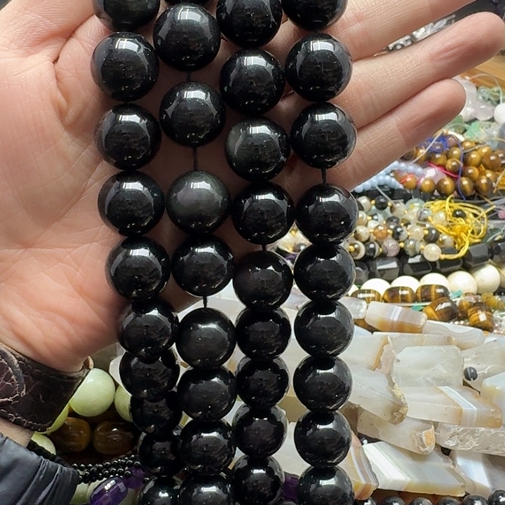 玛瑙/玉髓未镶嵌珠宝半成品一条18mm双眼彩耀