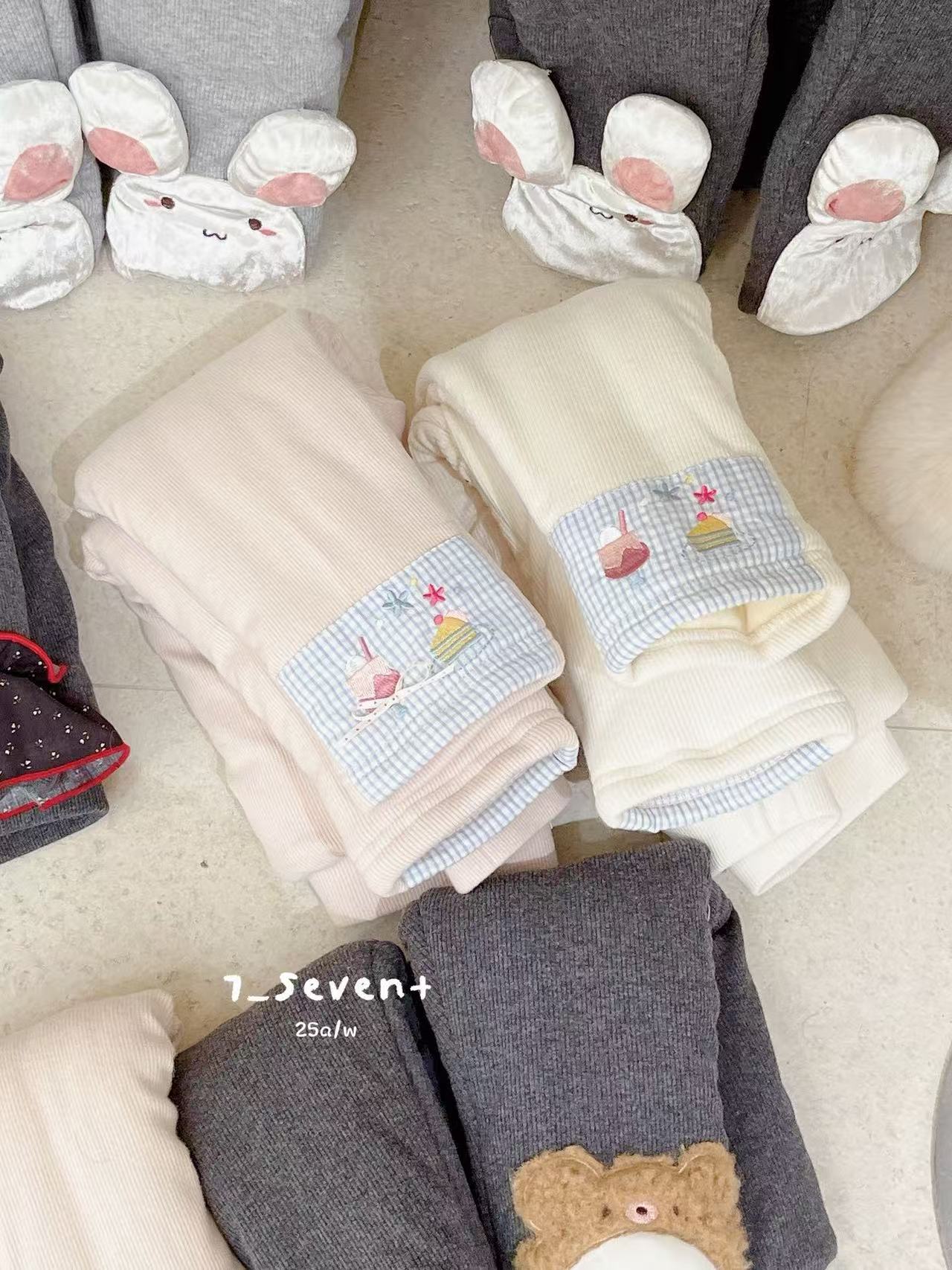 【米粒Kids】7seven 冰激凌蛋糕刺绣加厚蚕丝打底裤9462