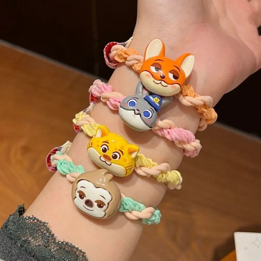 卡通儿童布标疯狂动物城朱迪尼克发圈高弹力麻花扎头皮筋发绳发夹