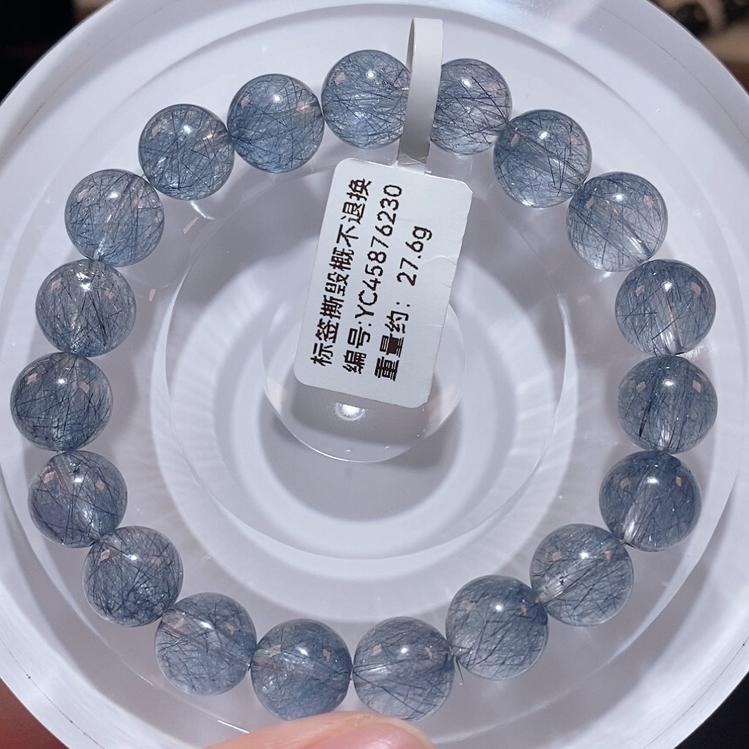 水晶手串未镶嵌F蓝兔毛10.2