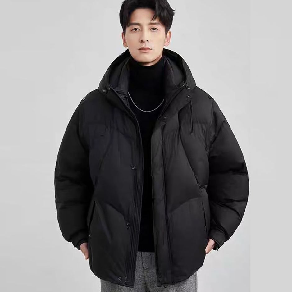 800蓬！杭州滨江货！设计师款！国标85绒！男士连帽面包羽绒服潮
