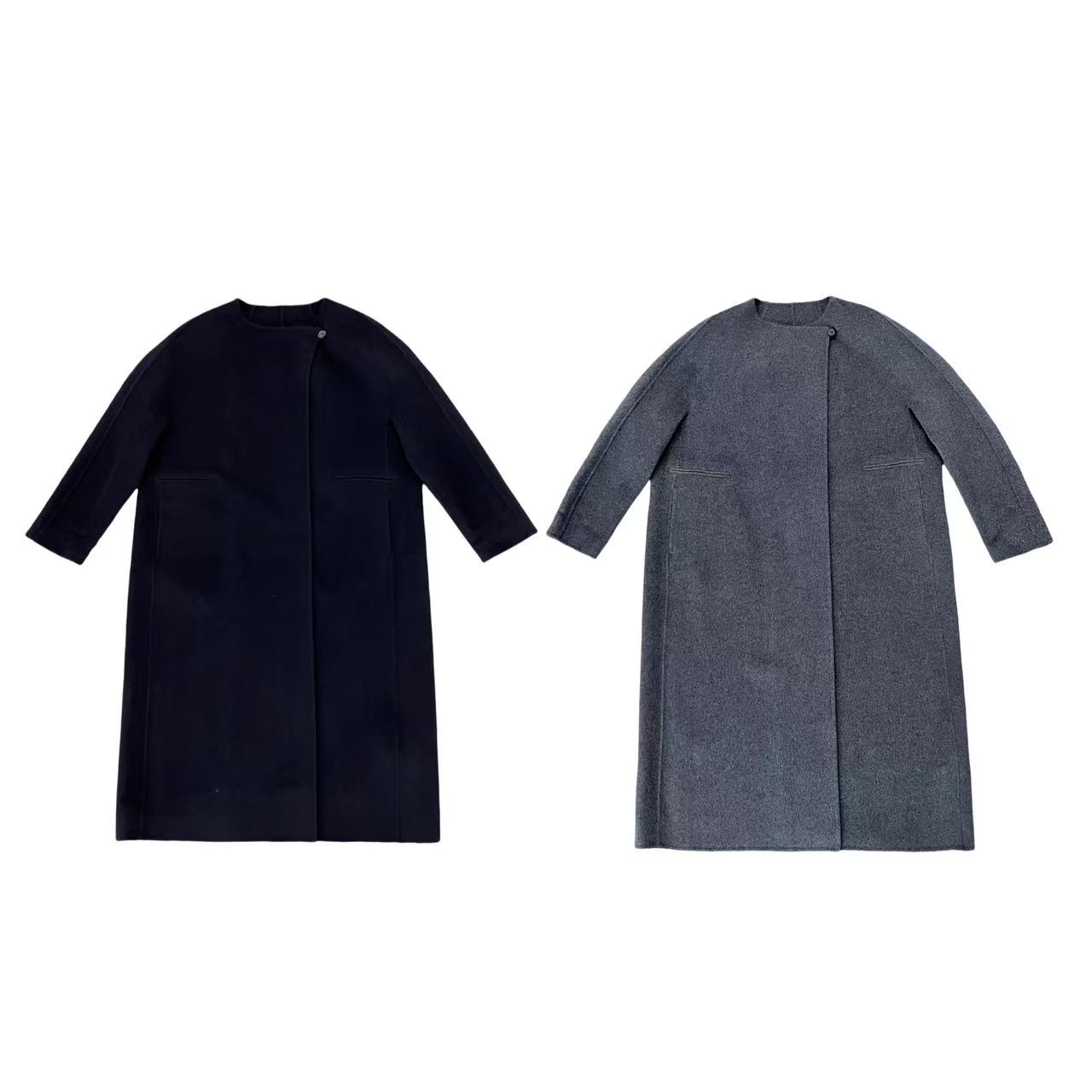 女装；25715气质一粒扣无领大衣