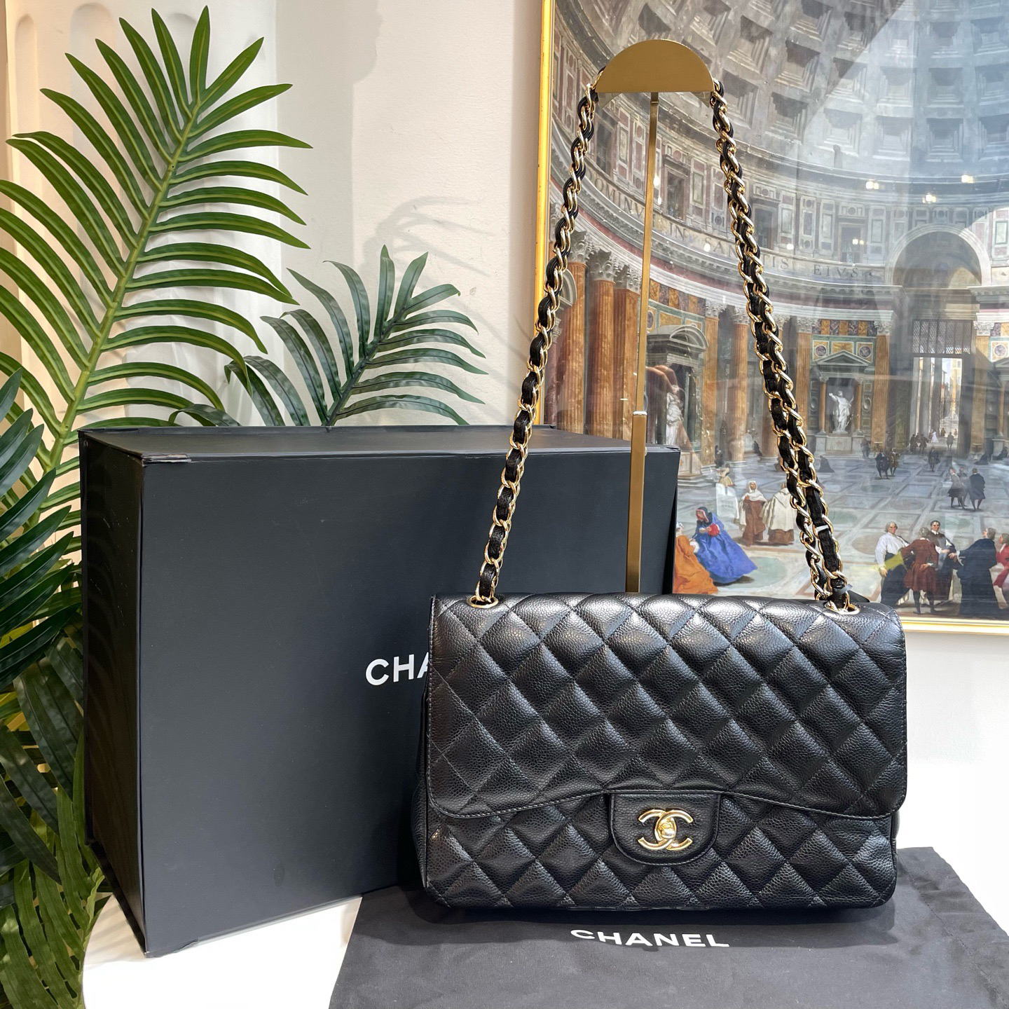 95新 Chanel/香奈儿 御古屋/38003/黑金牛cf Jumbo 29开有标无卡