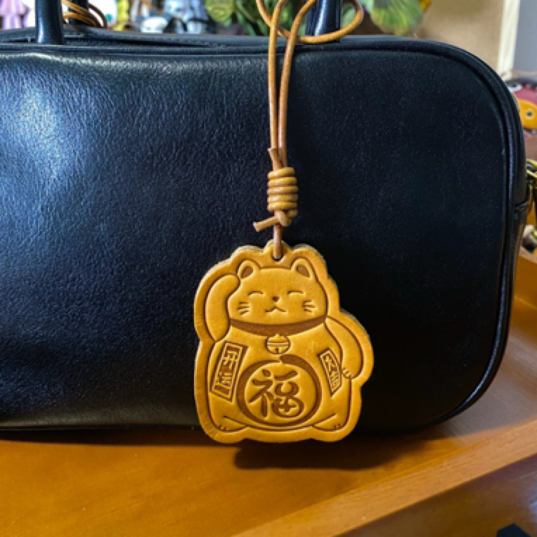 头层牛皮真皮挂饰「上上签」