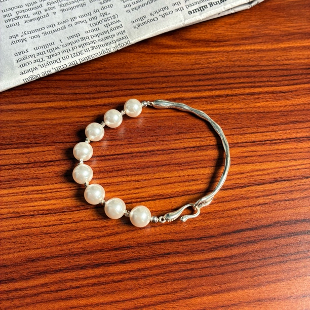 925银仿珍珠手链 半镯施华洛珍珠8mm澳白色