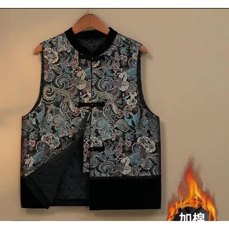 【蓝色妖姬】A秋冬新款加棉减龄时尚百搭新中式国风马甲 