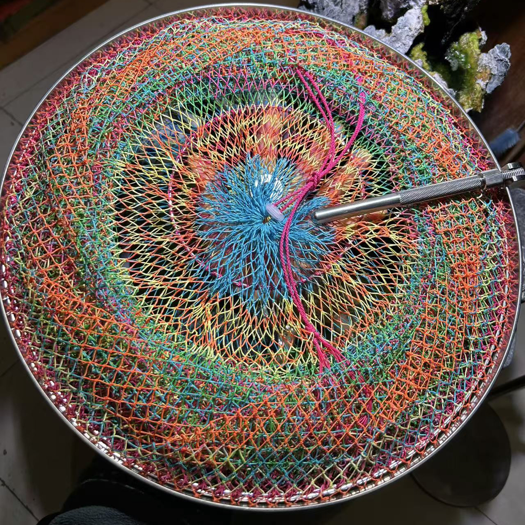 40直径2.08米16编pe线304不锈钢圈口纯手工编织鱼护