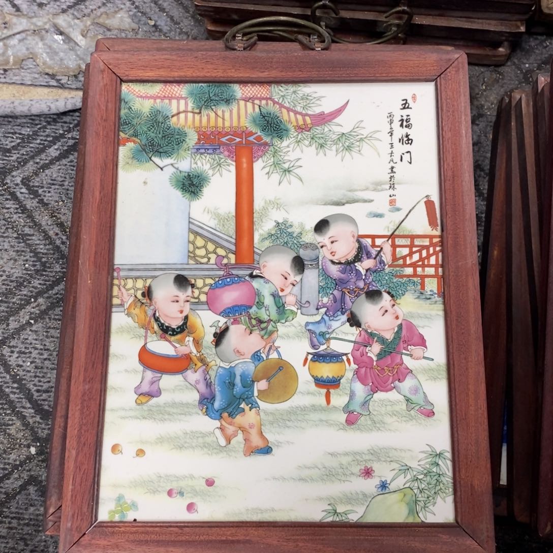 瓷片37*28 景德镇瓷板画柴窑烧制