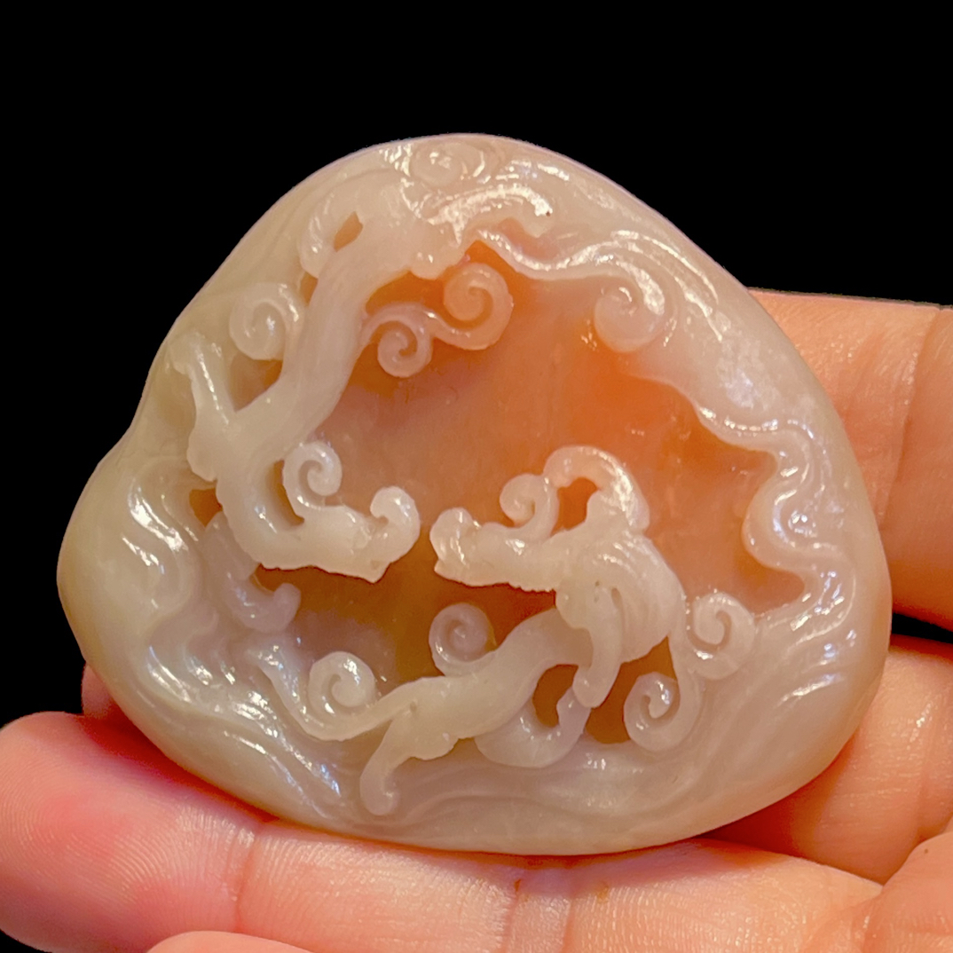 银裹金田黄螭虎纳福雅玩 重52.7克 尺寸5.5/4/1.9cm