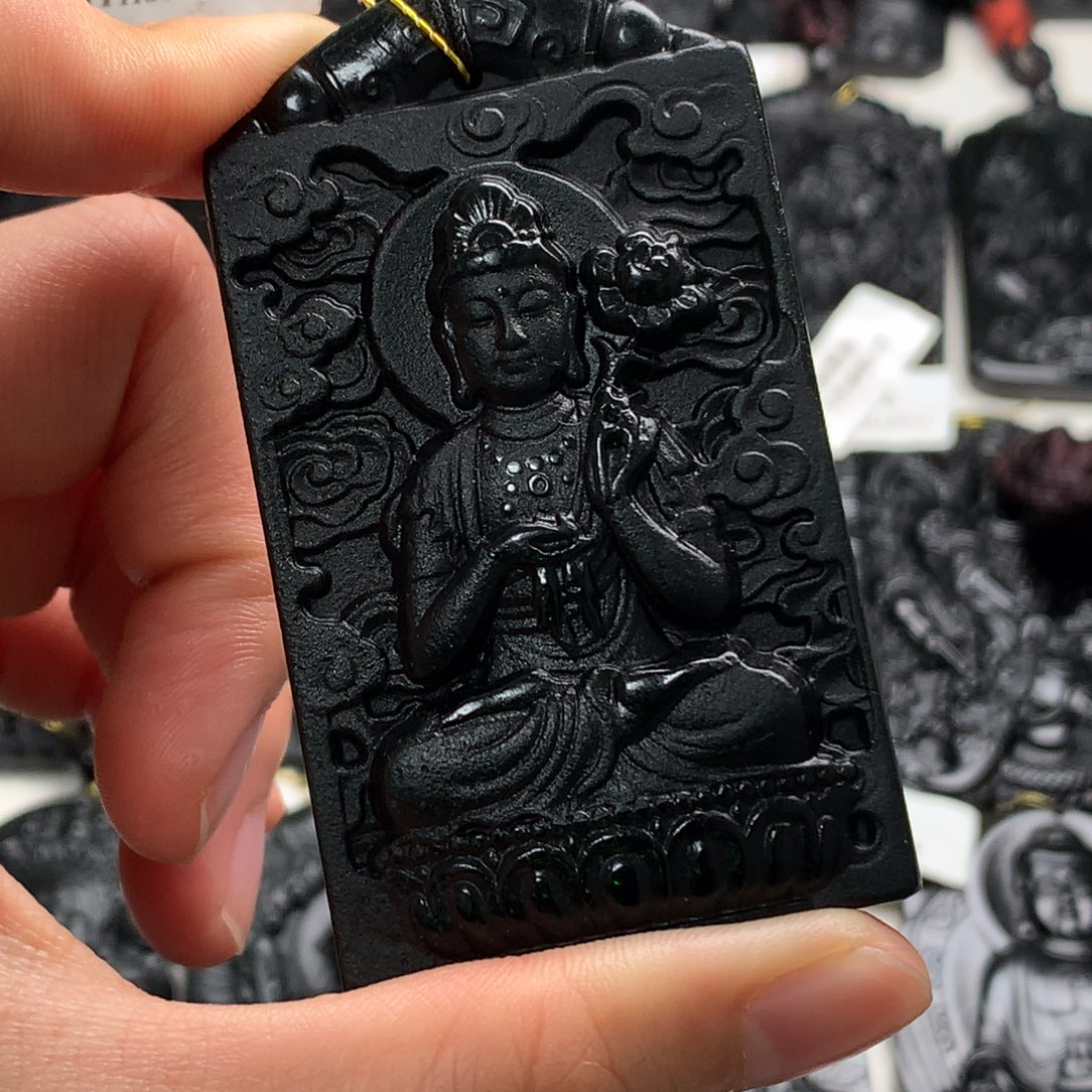 天然缅甸a货钢琴黑挂件