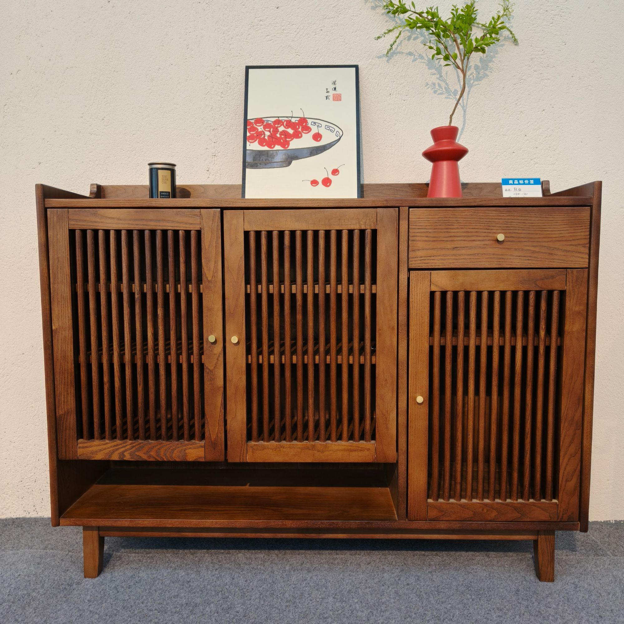 【泽木家居】北美白蜡木玄关鞋柜多功能储物多层鞋柜新中式客厅