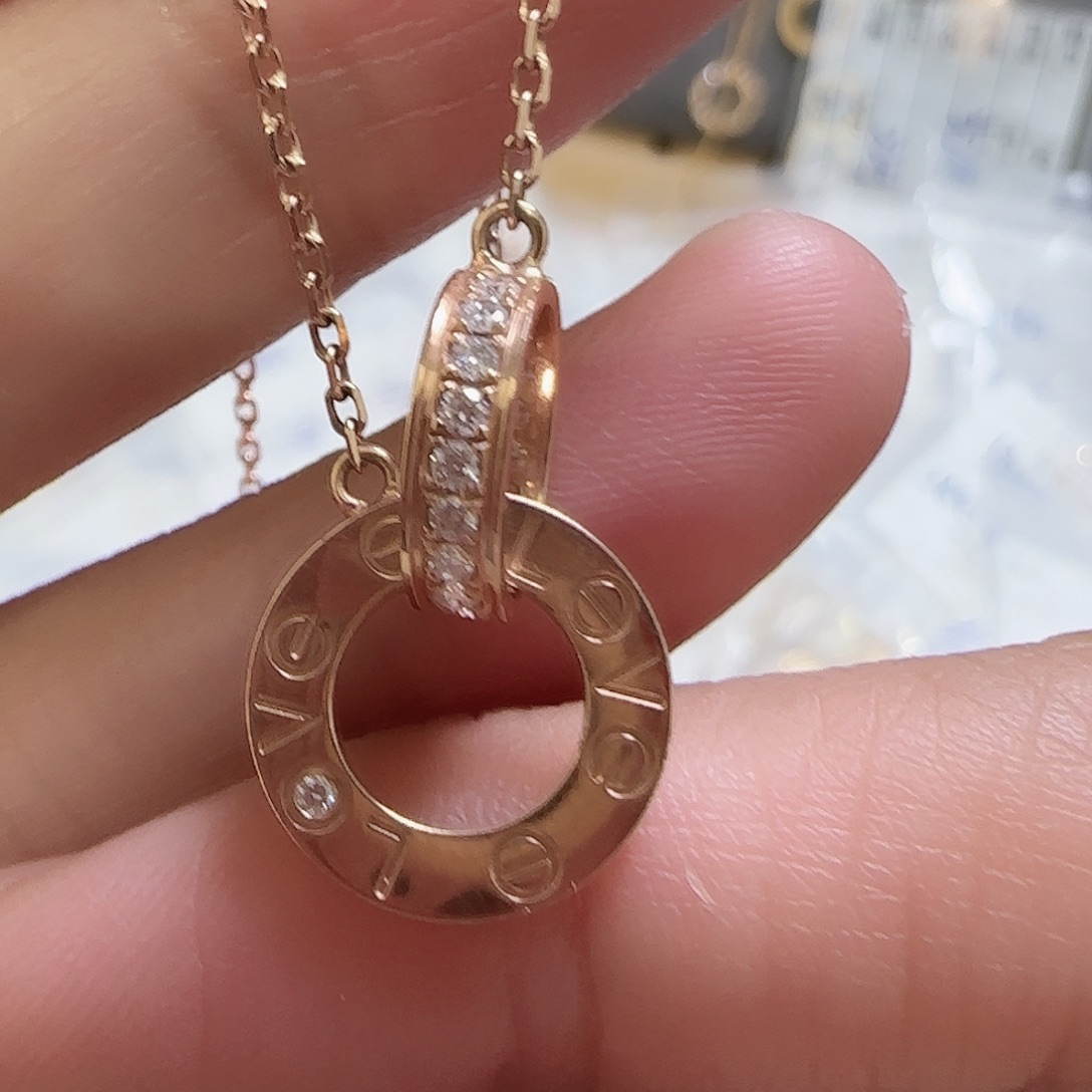 天然钻石18K金镶嵌项链