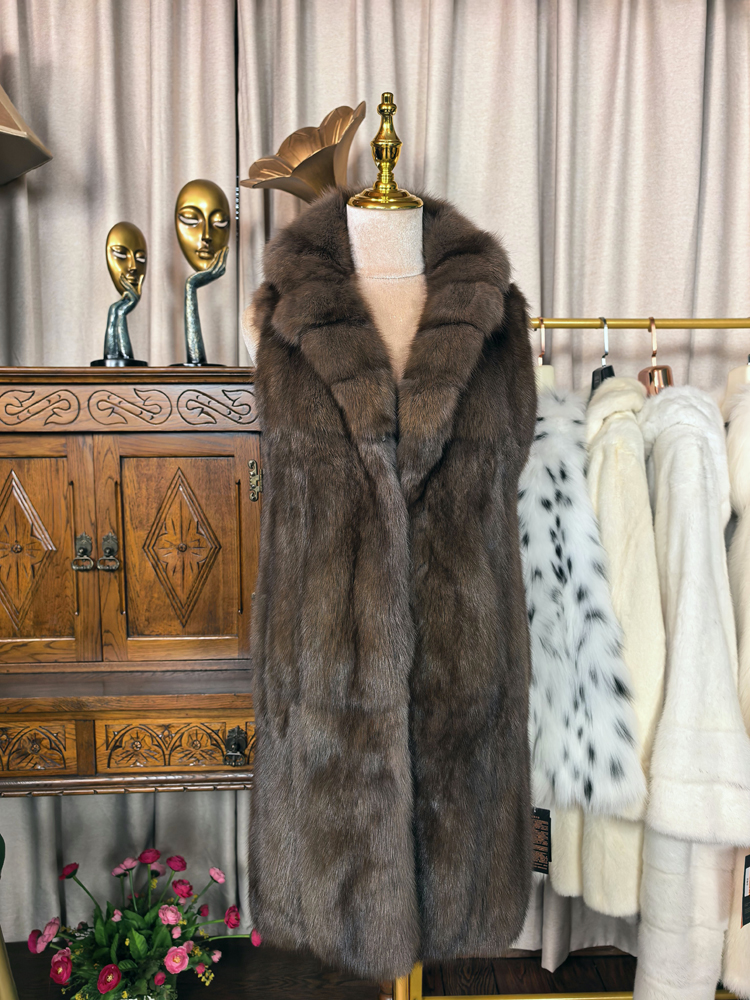 ZB80-125 BEIOU直播福利 俄西装领排头工艺整皮无袖马甲中长款