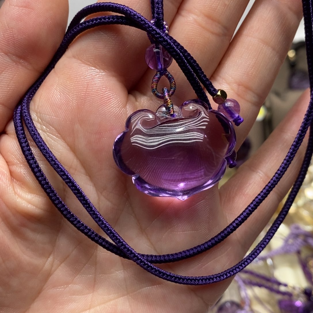 紫晶未镶嵌颈饰紫水晶如意吊坠