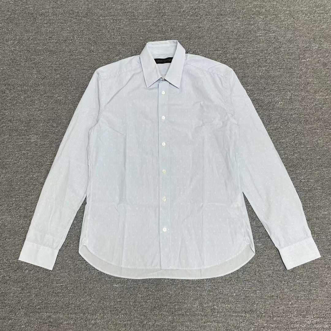 95新 LouisVuitton/路易威登 LV 蓝色满印小Logo刺绣衬衫 M码