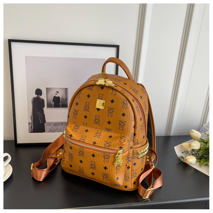 韩式熊双肩包女时尚小熊印花双肩包8820