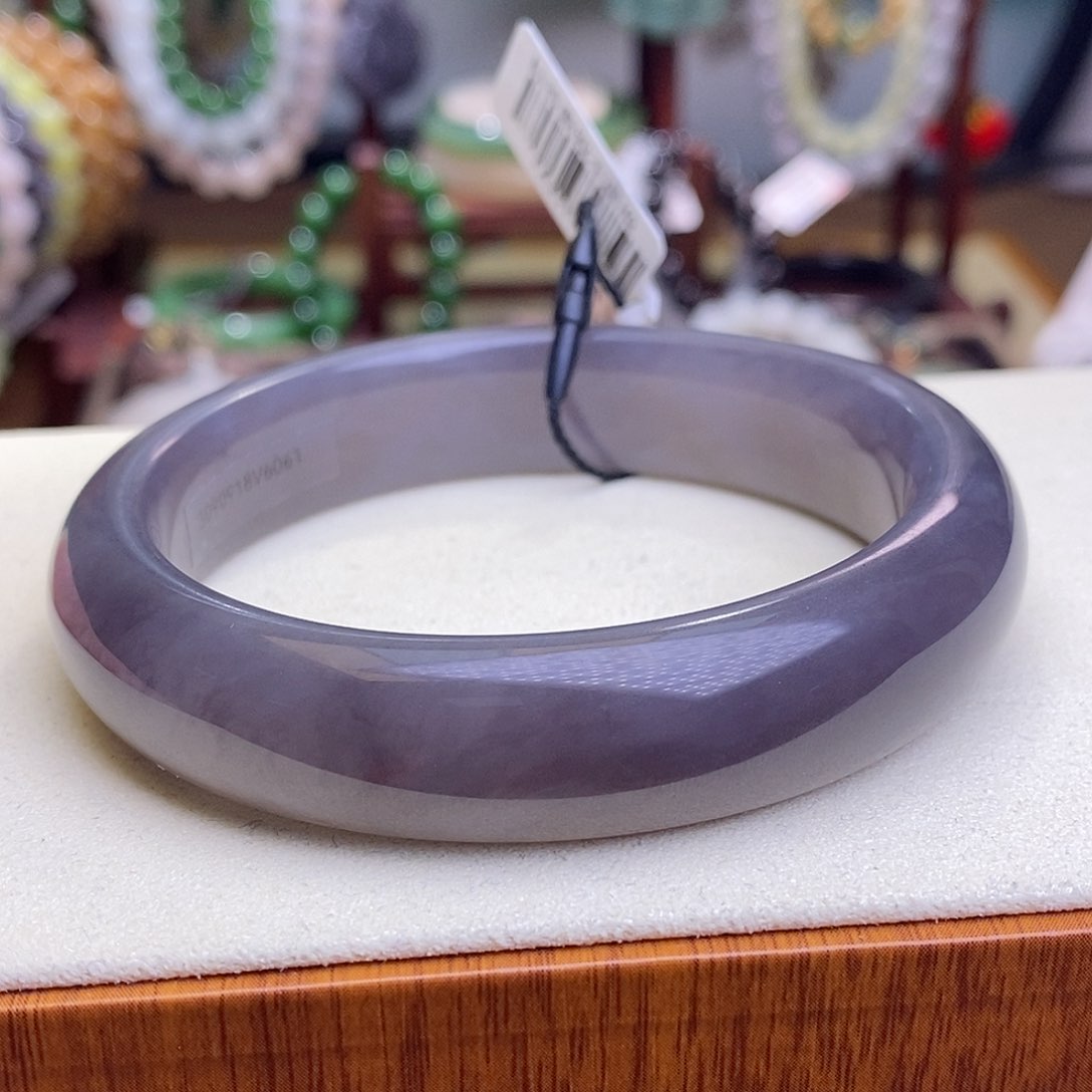 和田玉未镶嵌浓烟紫轮胎镯60.7圈口