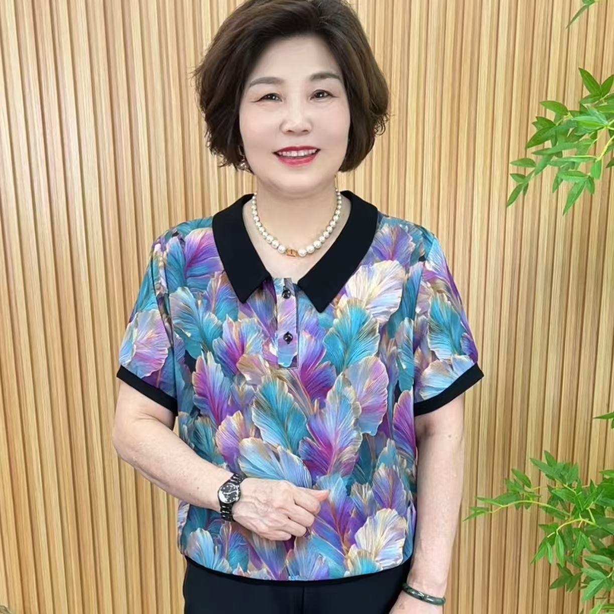 娃娃领中老年女装森系宽松型时尚衬衫宽松春日慢人风V25126
