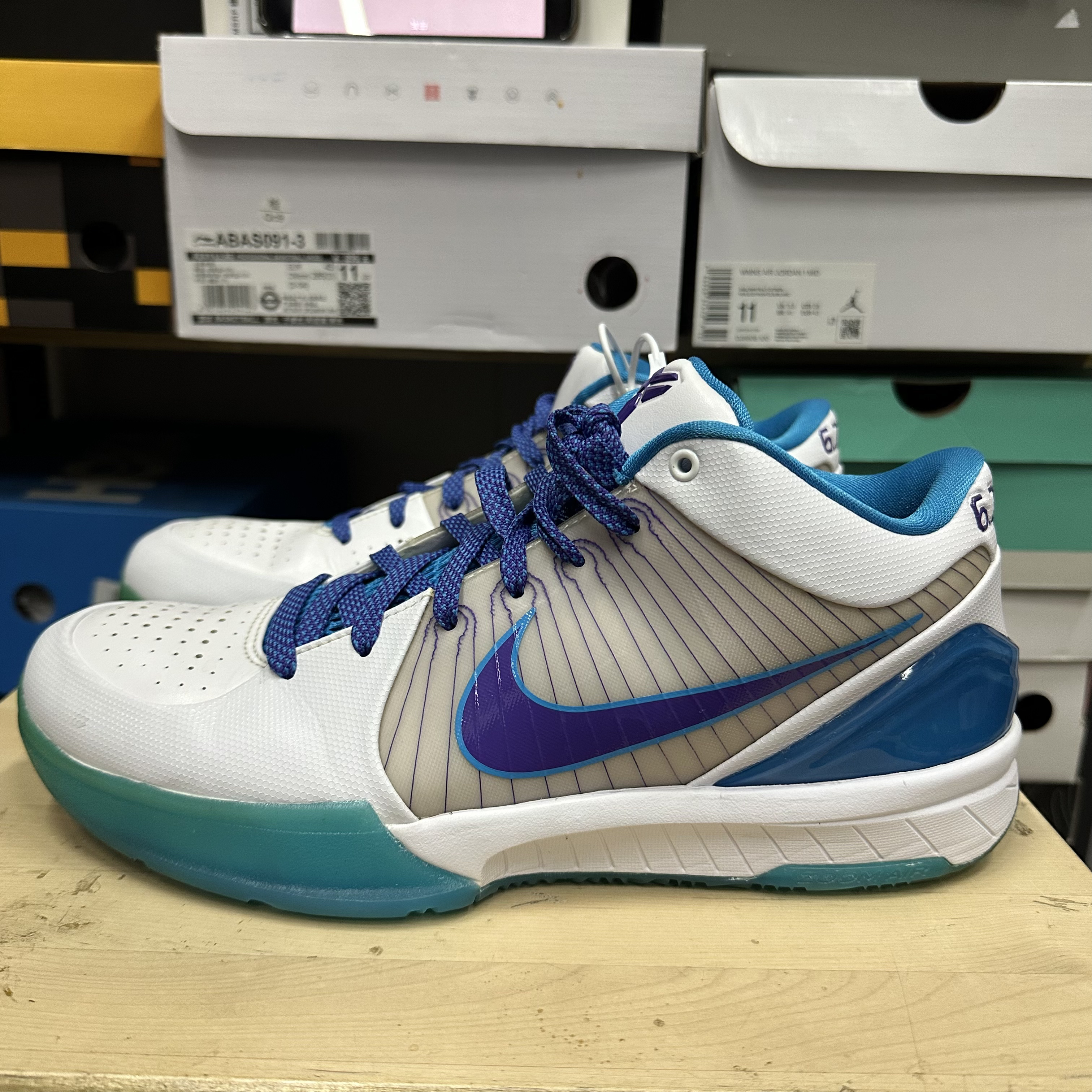 43码/科比4 白蓝/51549/篮球鞋/95新无原盒/AV6339-100