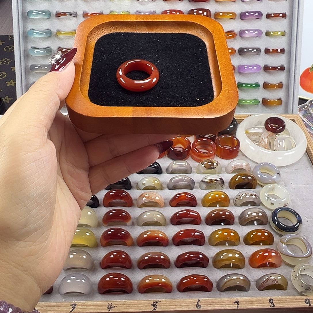 玛瑙/玉髓未镶嵌戒指A15不退换16.9港14+