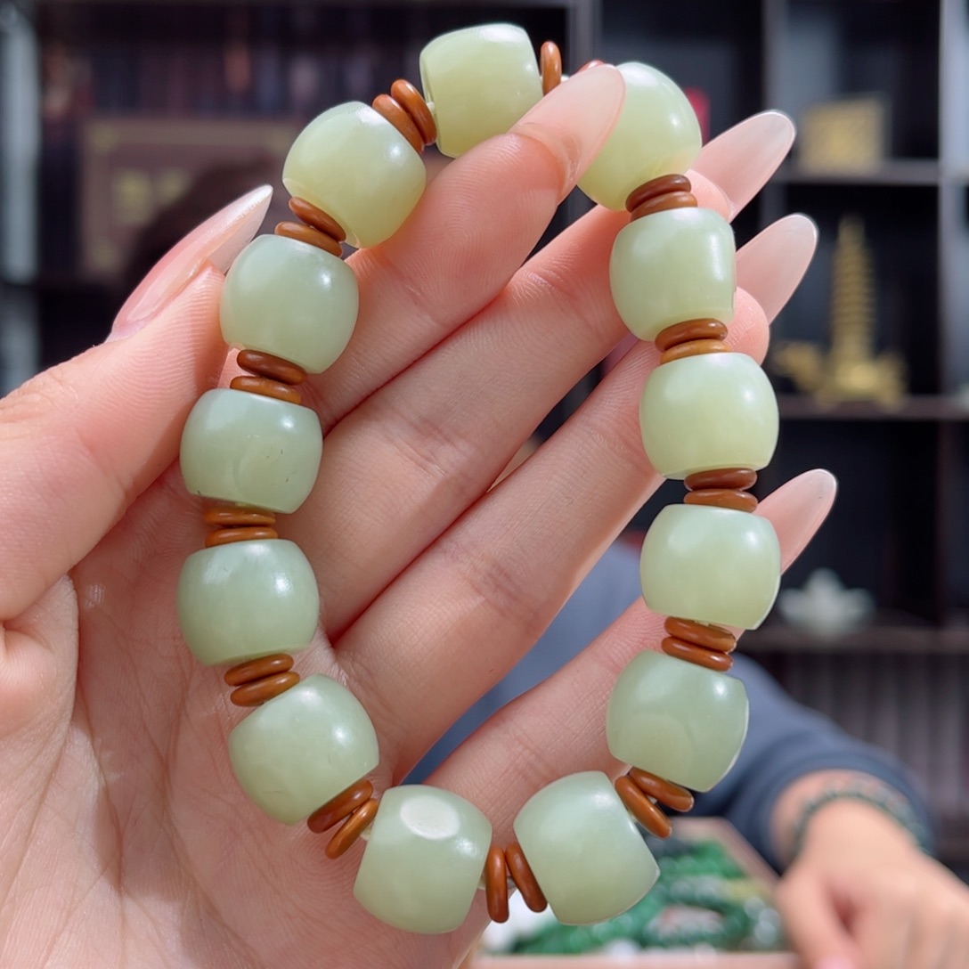 【闪购商品】和田玉手串未镶嵌纯天然新疆若羌青黄口15mm