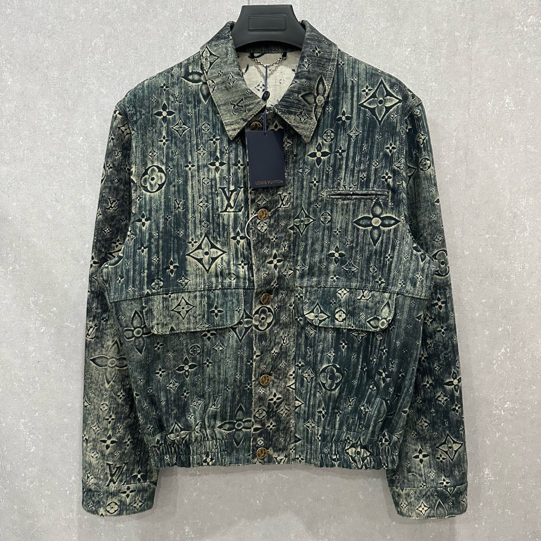未使用 LouisVuitton/路易威登 扎染满印老花牛仔外套48码/007046