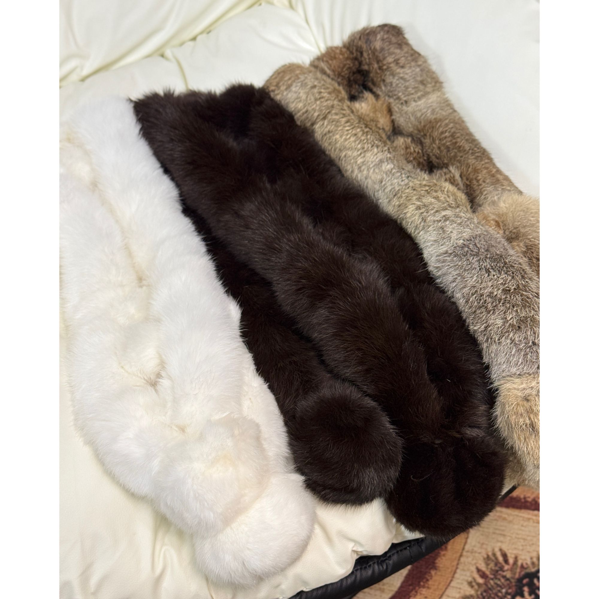 复古女士真兔毛皮草围巾韩版简约交叉款编制毛毛围脖保暖双面加厚