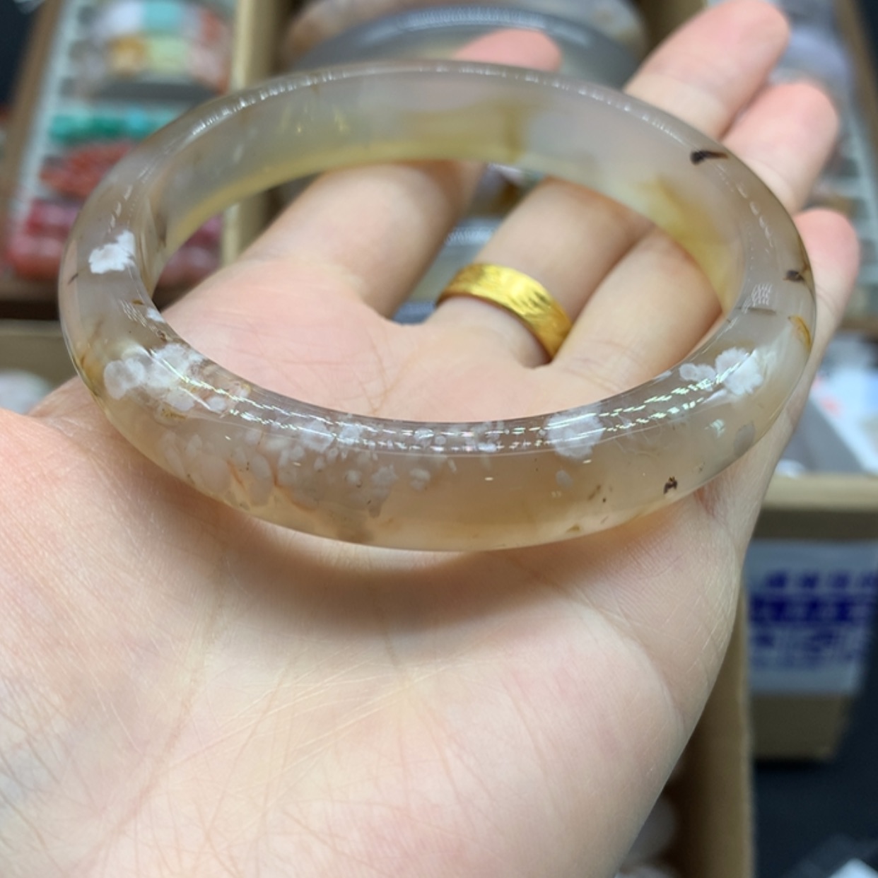 【闪购商品】玛瑙/玉髓戒指未镶嵌白*糖