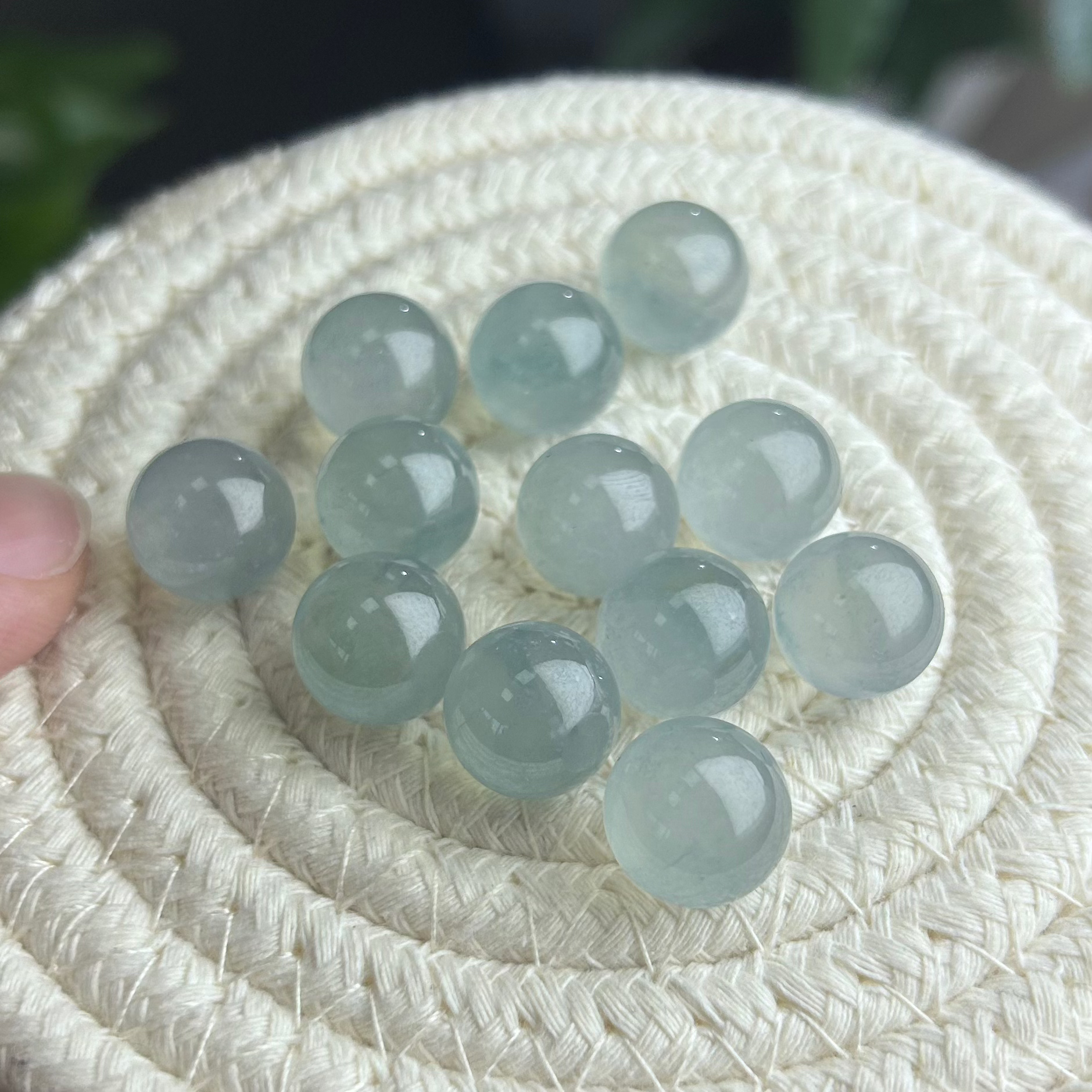 卡12.2翡翠散珠 一首打包 天然缅甸A货翡翠圆珠12颗高冰起钢 无孔